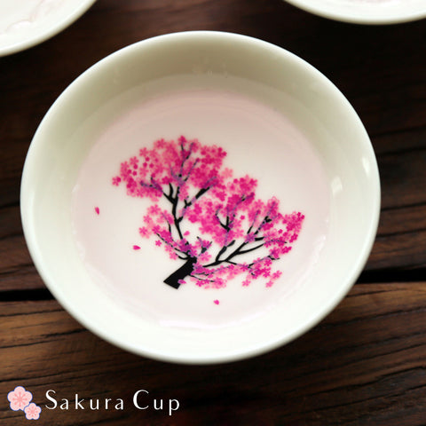 Tosnail 5 Pieces Ceramic Japanese Sake Set, 1 Serving Carafe and 4 Cups -  Pink Sakura